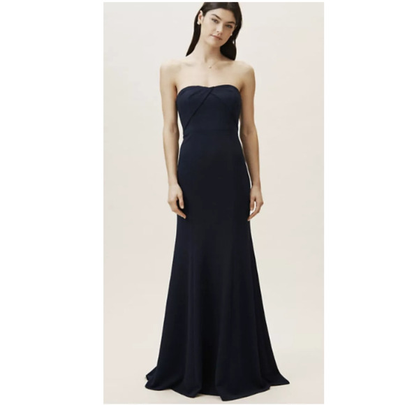 New BHLDN Delilah Dress WATTERS & WATTERS $285 SIZE 4 Navy Maxi Strapless Gown - Picture 1 of 6